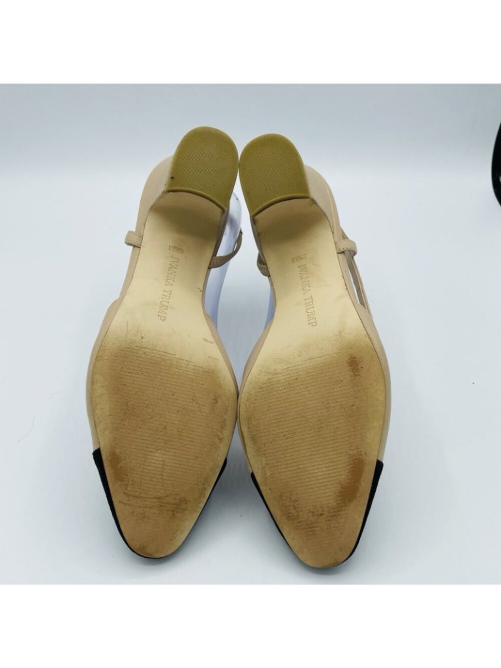 Ivanka Trump Shoes Womens Size 8.5 M Beige Liah Leather Slingback Heels Sandals - Picture 10 of 10